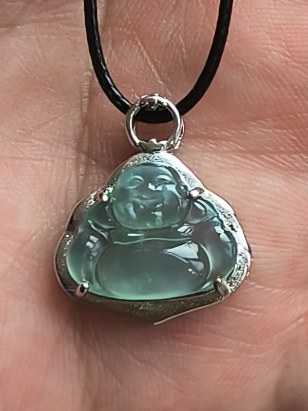 古玩玉器冰種晴水翡翠鑲嵌***“佛公”掛件拍賣，當(dāng)前價格298元