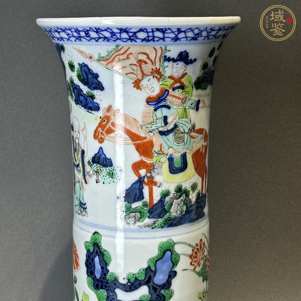 古玩陶瓷青花五彩花觚真品鑒賞圖