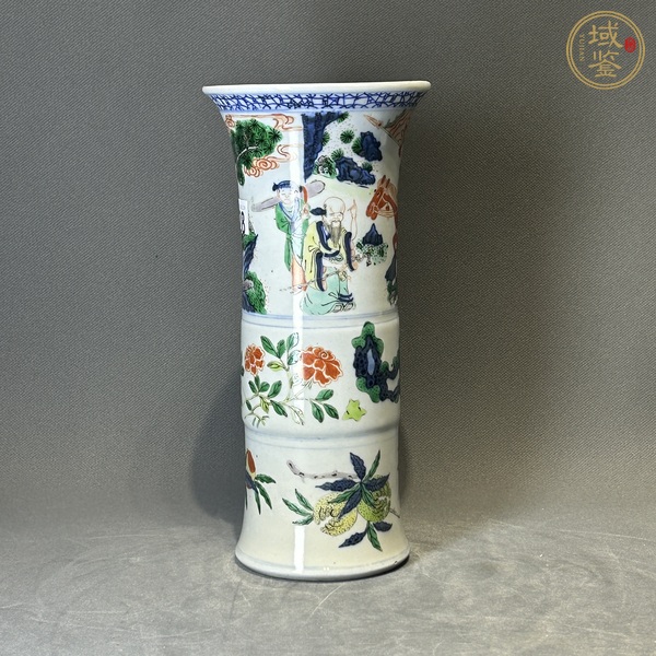 古玩陶瓷青花五彩花觚真品鑒賞圖