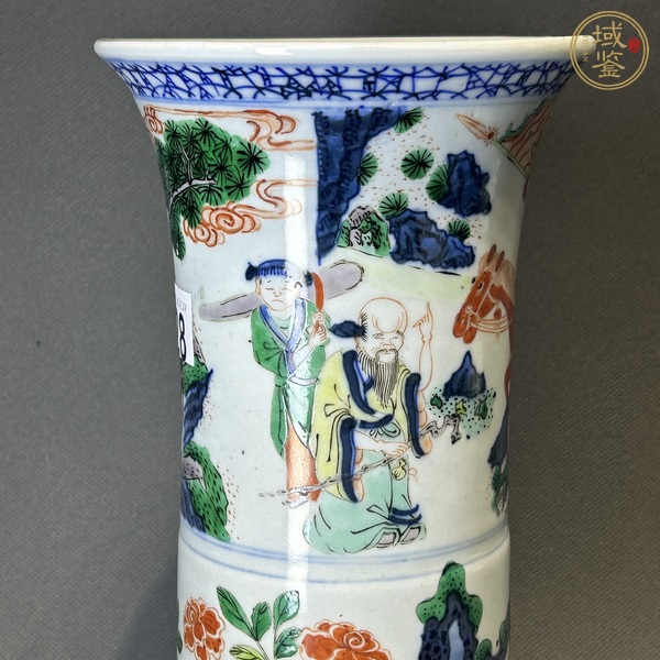 古玩陶瓷青花五彩花觚真品鑒賞圖