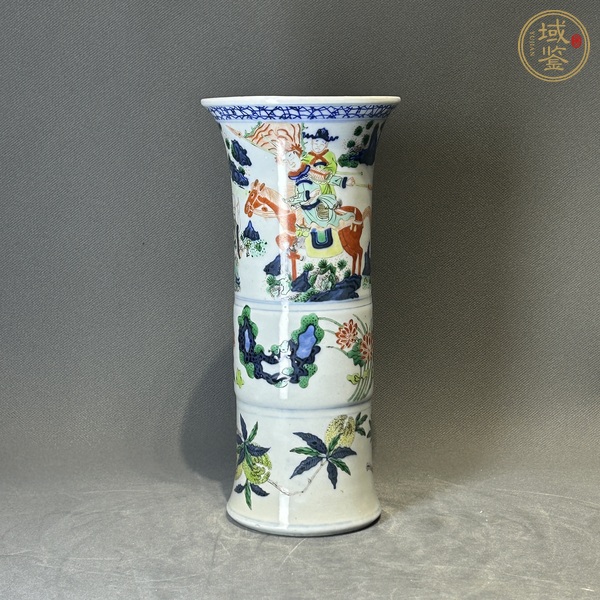 古玩陶瓷青花五彩花觚真品鑒賞圖