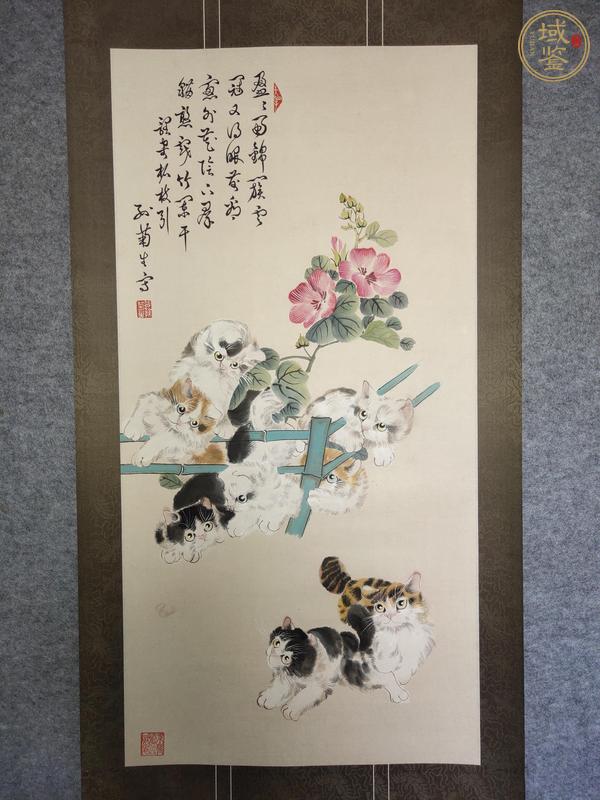 古玩字畫孫菊生貓戲圖立軸真品鑒賞圖