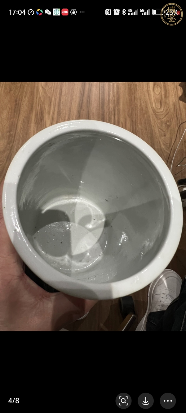 古玩陶瓷三星高照?qǐng)D粉彩筆筒真品鑒賞圖