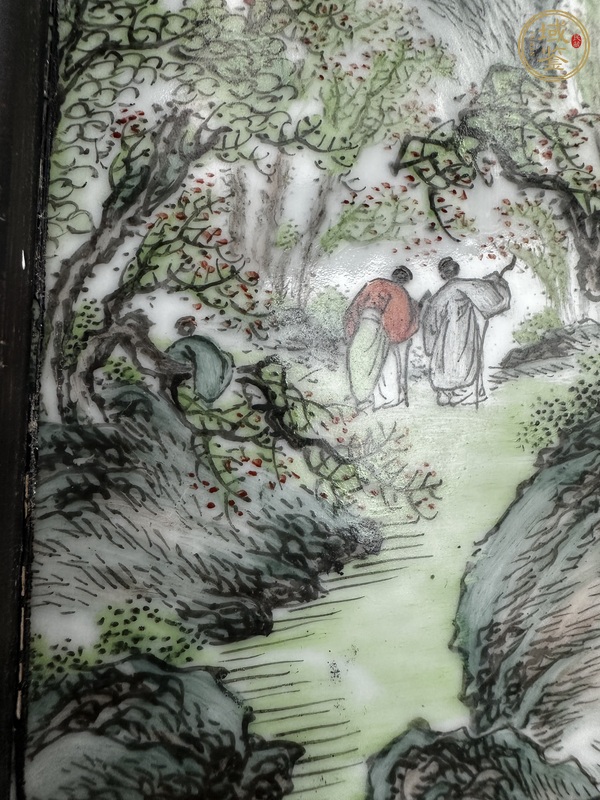 古玩陶瓷粉彩山水人物瓷板真品鑒賞圖