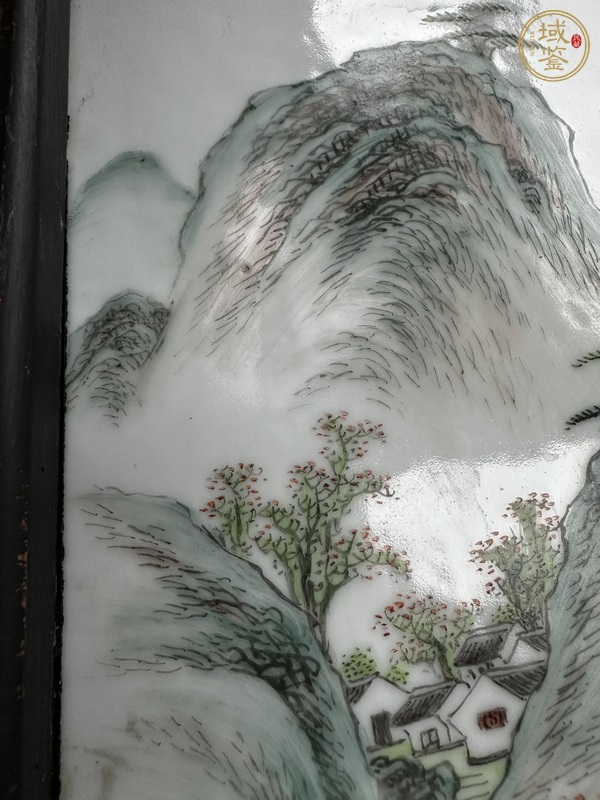 古玩陶瓷粉彩山水人物瓷板真品鑒賞圖