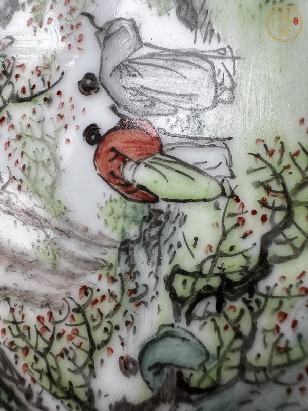 古玩陶瓷粉彩山水人物瓷板真品鑒賞圖
