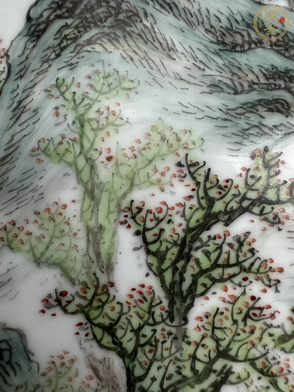 古玩陶瓷粉彩山水人物瓷板真品鑒賞圖