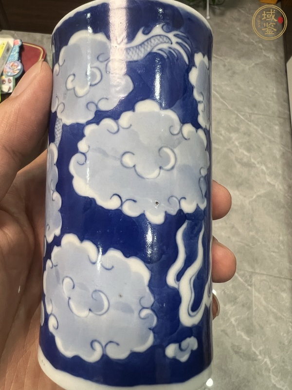 古玩陶瓷青花留白青花云龍紋筆筒真品鑒賞圖