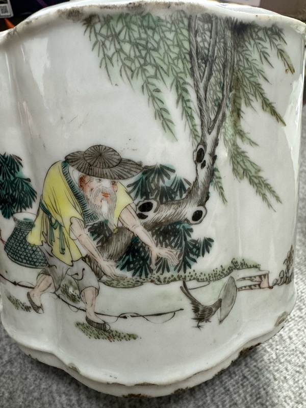 古玩陶瓷油粉彩漁翁得利圖茶葉罐拍賣(mài)，當(dāng)前價(jià)格6800元