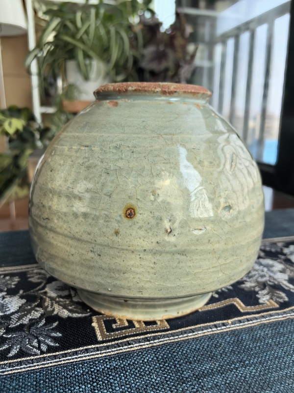古玩陶瓷元末明初·龍泉青瓷罐拍賣(mài)，當(dāng)前價(jià)格3666元