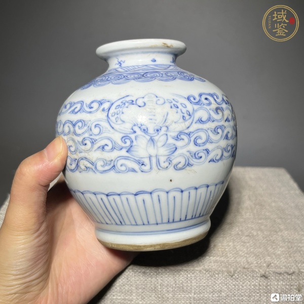 古玩陶瓷纏枝花囍字紋罐真品鑒賞圖