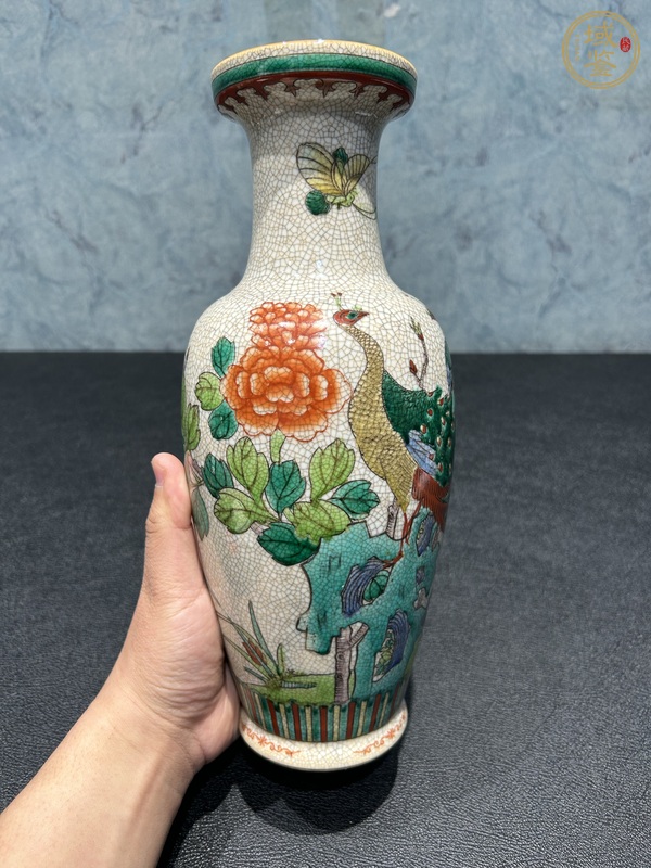 古玩陶瓷哥釉粉彩瓶真品鑒賞圖