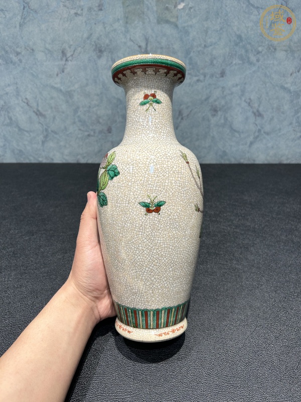 古玩陶瓷哥釉粉彩瓶真品鑒賞圖