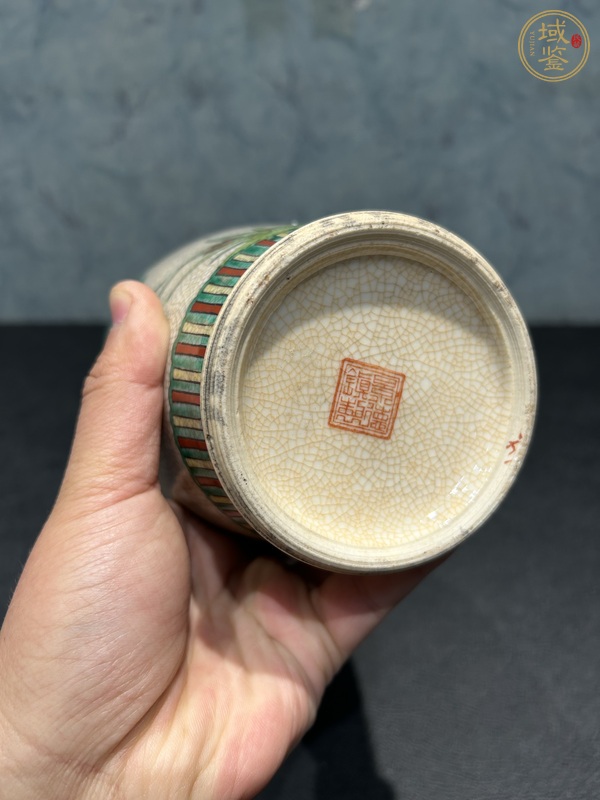 古玩陶瓷哥釉粉彩瓶真品鑒賞圖