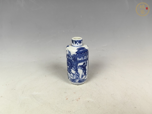 古玩陶瓷清中晚旗開得勝刀馬人物紋鼻煙壺真品鑒賞圖
