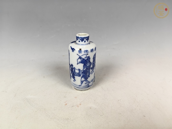 古玩陶瓷清中晚旗開得勝刀馬人物紋鼻煙壺真品鑒賞圖
