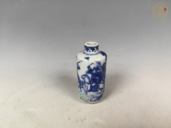 古玩陶瓷清中晚旗開得勝刀馬人物紋鼻煙壺真品鑒賞圖