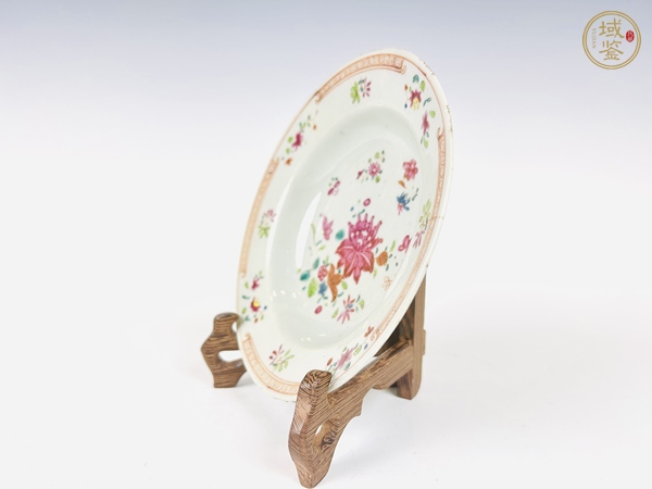 古玩陶瓷清早期·粉彩花卉折沿盤真品鑒賞圖