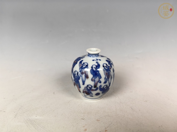古玩陶瓷清晚青花釉里紅司馬光砸缸嬰戲紋鼻煙壺真品鑒賞圖