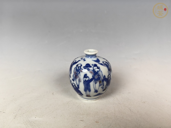 古玩陶瓷清晚青花釉里紅司馬光砸缸嬰戲紋鼻煙壺真品鑒賞圖