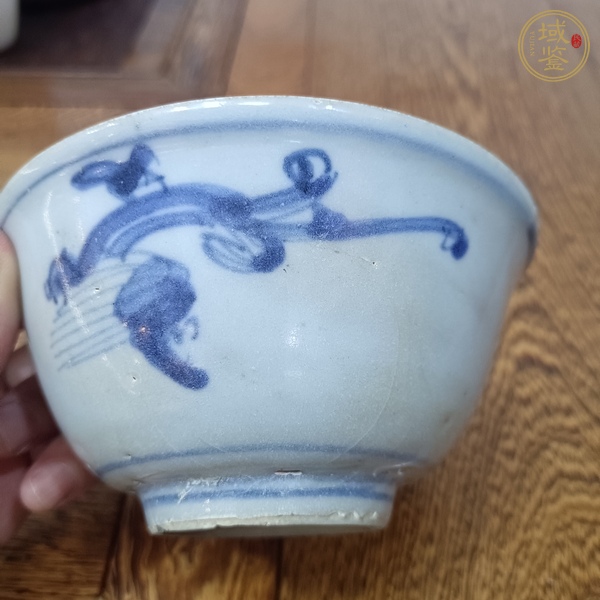 古玩陶瓷摩羯龍紋青花碗真品鑒賞圖