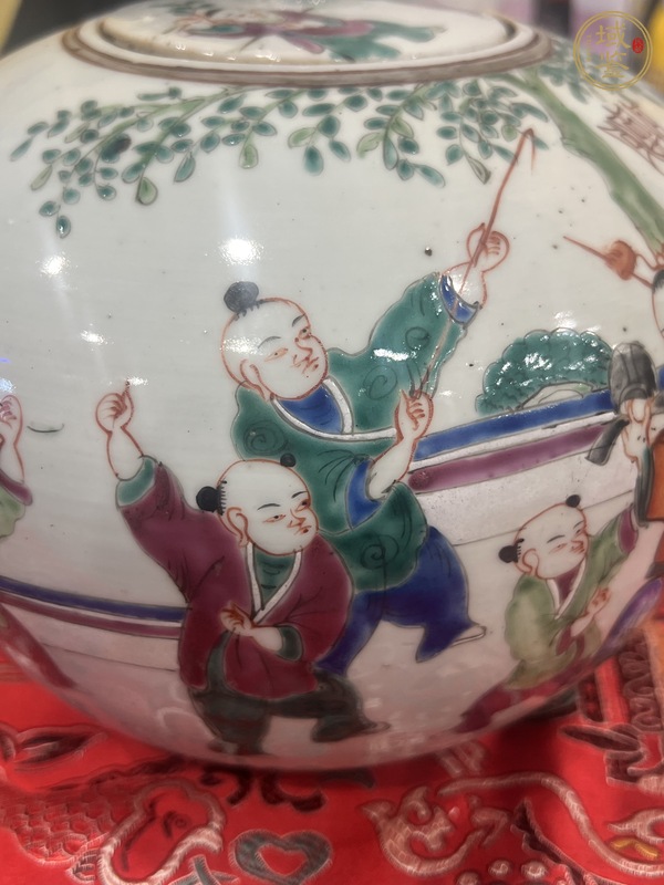 古玩嬰戲紋西瓜罐真品鑒賞圖