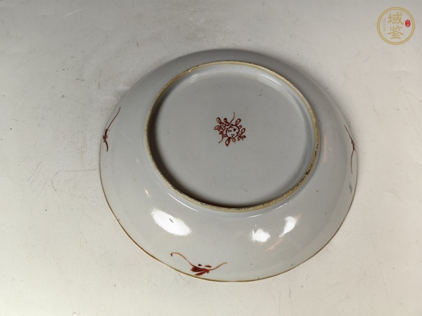 古玩陶瓷道光洞石竹節(jié)詩(shī)文粉彩賞盤真品鑒賞圖