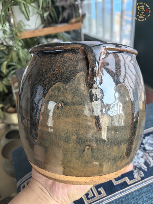 古玩陶瓷窯變黑釉雙系罐真品鑒賞圖