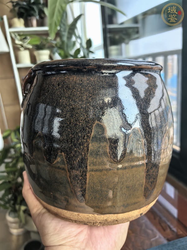 古玩陶瓷窯變黑釉雙系罐真品鑒賞圖