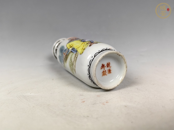 古玩陶瓷民國姜太公垂釣人物紋粉彩棒槌瓶真品鑒賞圖