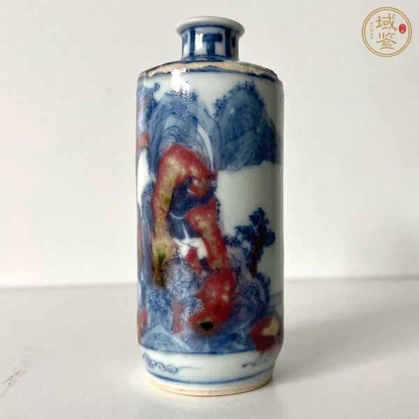 古玩陶瓷青花釉里紅人物故事紋鼻煙壺真品鑒賞圖