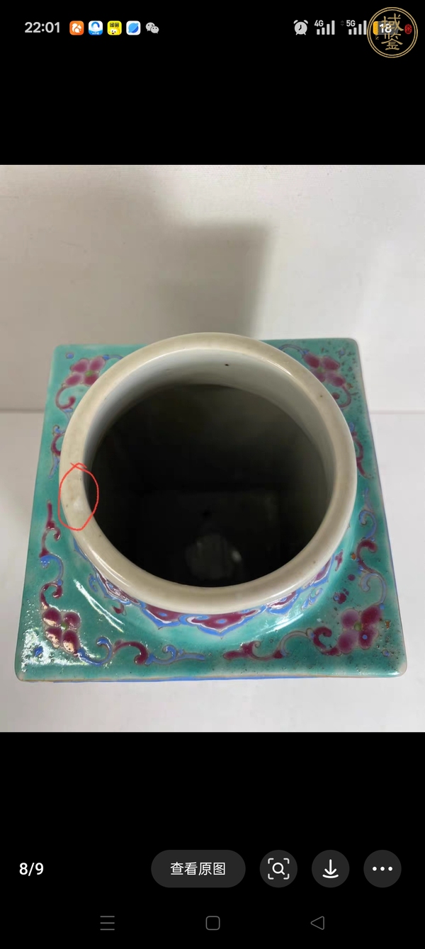 古玩陶瓷粉彩花鳥紋琮式瓶真品鑒賞圖