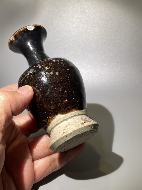 古玩陶瓷黑釉撇口瓶拍賣,當(dāng)前價(jià)格80元