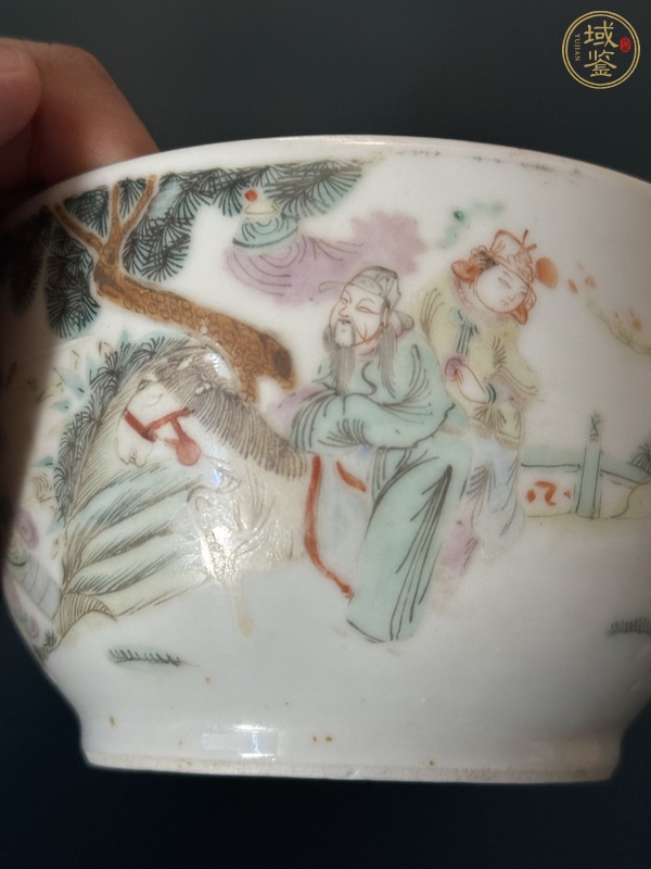 古玩陶瓷人物紋粉彩蓋缸真品鑒賞圖