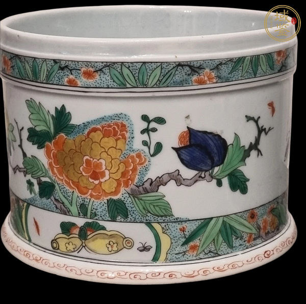 古玩陶瓷清代 五彩花鳥(niǎo)紋斗一對(duì)(歐洲瓷)真品鑒賞圖