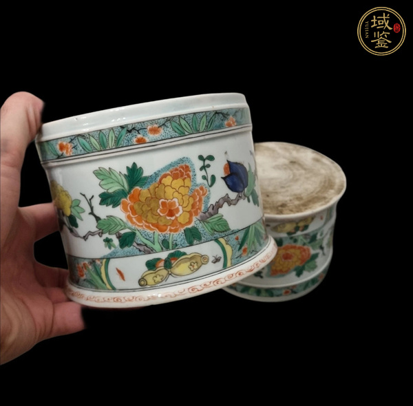 古玩陶瓷清代 五彩花鳥紋斗一對（歐洲瓷）真品鑒賞圖