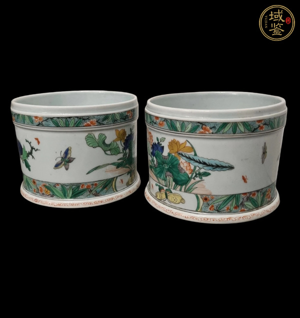 古玩陶瓷清代 五彩花鳥(niǎo)紋斗一對(duì)(歐洲瓷)真品鑒賞圖