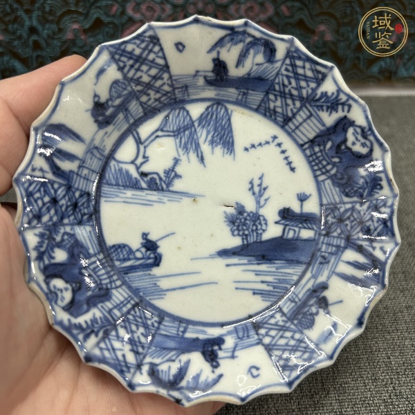 古玩陶瓷青花漁家樂紋杯碟真品鑒賞圖