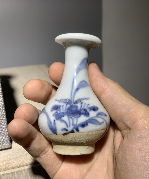 古玩陶瓷青花花卉紋玉壺春瓶拍賣(mài)，當(dāng)前價(jià)格750元