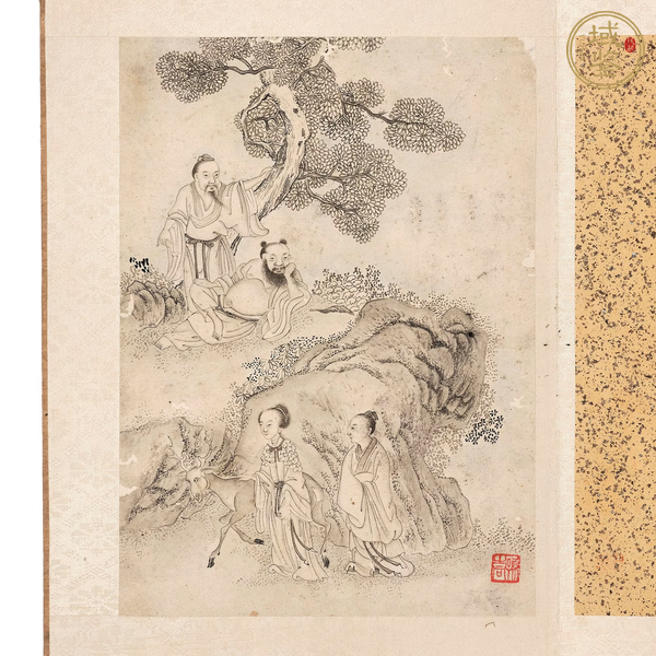 古玩字畫丁云鵬款人物冊頁真品鑒賞圖