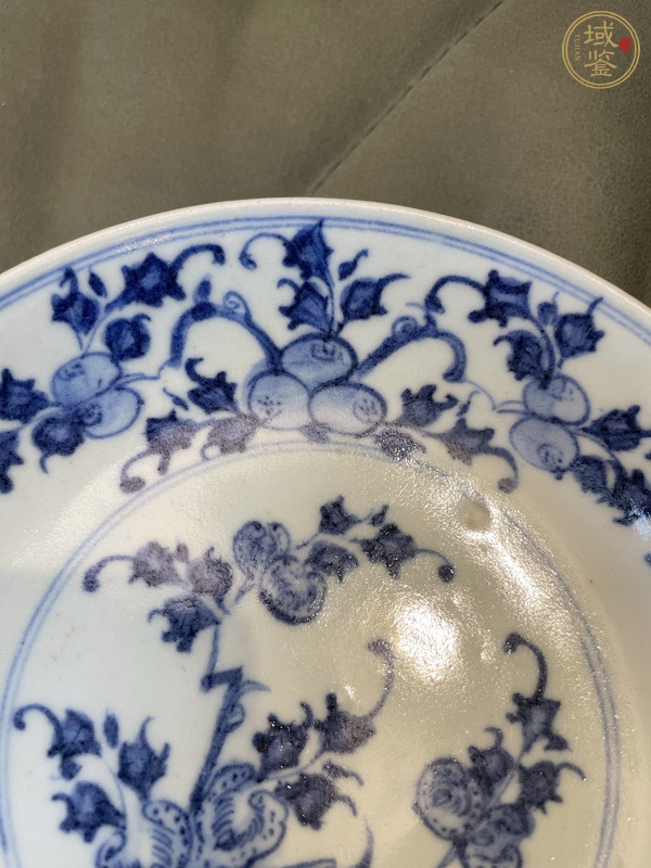 古玩陶瓷福壽三多紋青花盤真品鑒賞圖