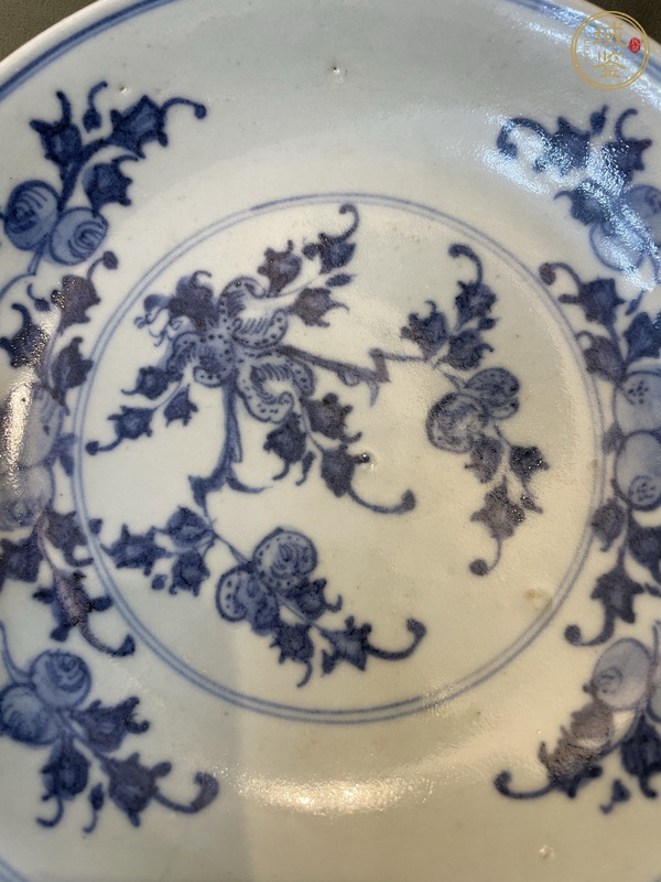古玩陶瓷福壽三多紋青花盤真品鑒賞圖