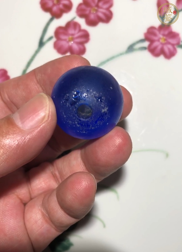 古玩玉器藍(lán)琉璃帽頂真品鑒賞圖