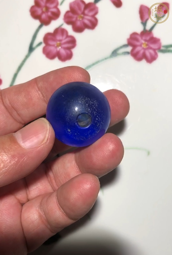古玩玉器藍(lán)琉璃帽頂真品鑒賞圖