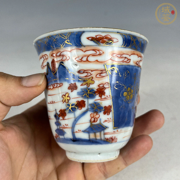古玩陶瓷青花礬紅描金杯真品鑒賞圖