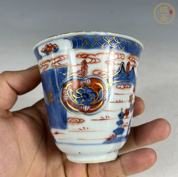 古玩陶瓷青花礬紅描金杯真品鑒賞圖