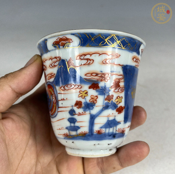 古玩陶瓷青花礬紅描金杯真品鑒賞圖
