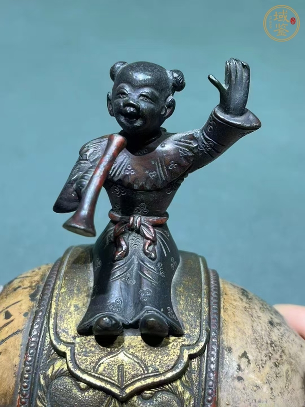 古玩銅器童子大象銅擺件真品鑒賞圖