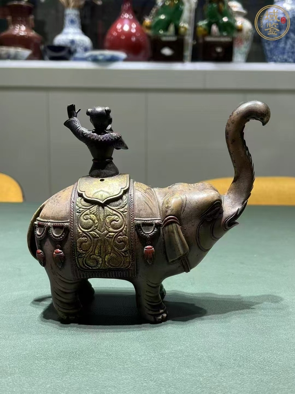 古玩銅器童子大象銅擺件真品鑒賞圖