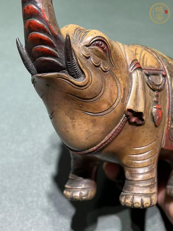 古玩銅器童子大象銅擺件真品鑒賞圖